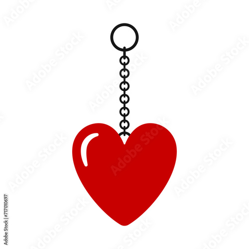 Keychain heart icon. Colored silhouette. Vertical front view. Vector simple flat graphic illustration. Isolated object on a white background. Isolate.