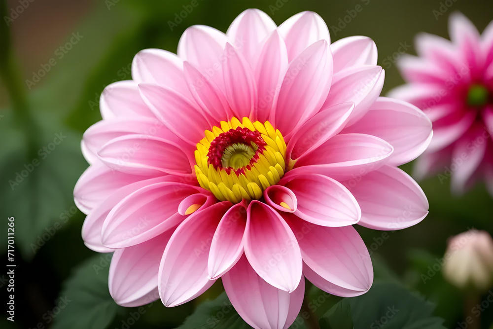 Blooming Beauty: A Close-Up of a Vibrant Pink Dahlia Flower