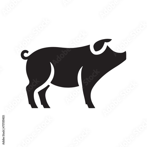 Whispers of the Barnyard: Silhouetted Pigs Creating a Chorus of Oinks in a Swine Symphony - Swine Illustration - Hogs Vector - Hogs Silhouette
