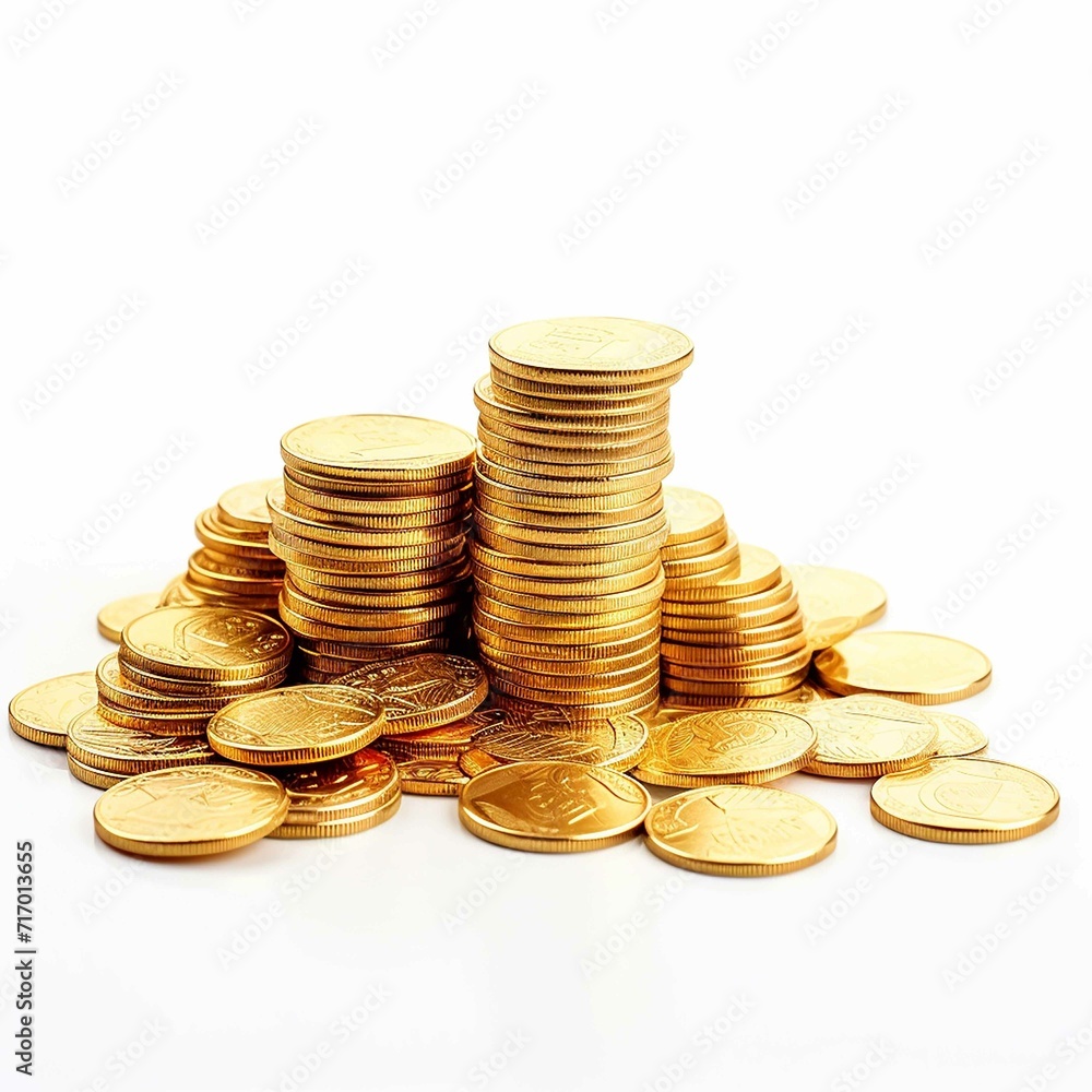 gold coins, on a white background gold coins, on a white background