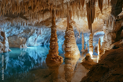 cave with stalactites and stalagmites