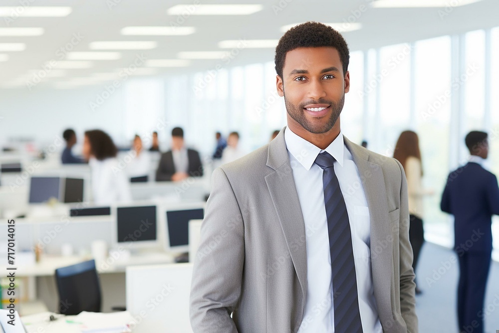Confident Businessman in Modern Office Setting Confident Businessman in Modern Office Setting