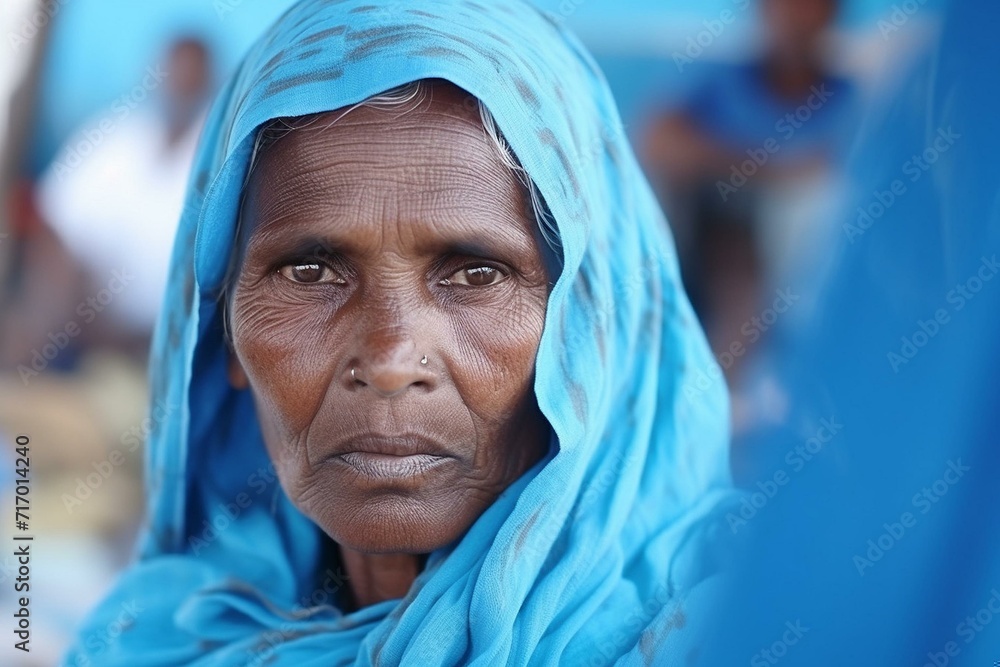 Poignant Portrait of Elderly Woman in Blue Poignant Portrait of Elderly Woman in Blue