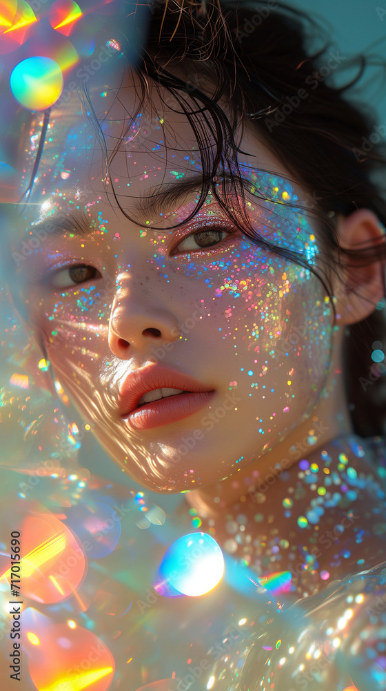 Young asian girl with glitter and makeup Young asian girl with glitter and makeup
