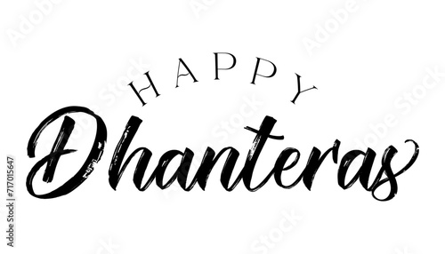 Happy Dhanteras lettering indian religious festival vector illustration.