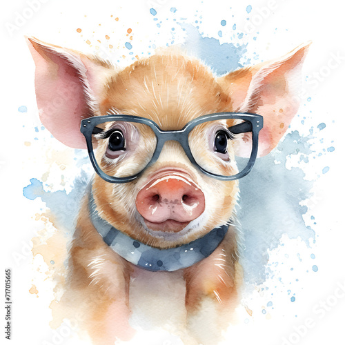 Beautiful Pig Watercolor Clipart, Cute Design for Your Project, Ai Generative