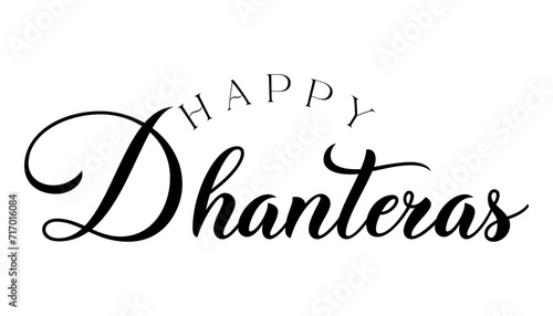 Happy Dhanteras lettering indian religious festival vector illustration.