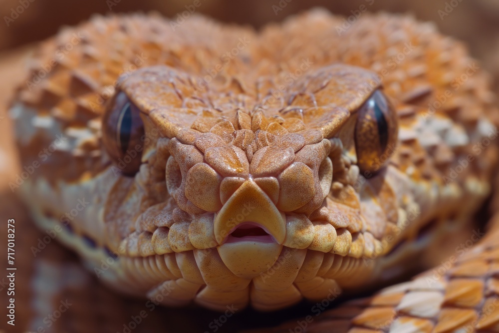 Close examination of a venomous puff adder snake's fangs. Close examination of a venomous puff adder snake's fangs.