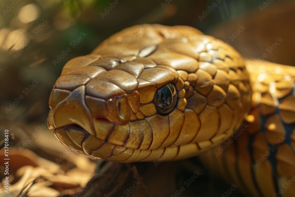 Dangerously close view of a venomous inland taipan snake. Dangerously close view of a venomous inland taipan snake.