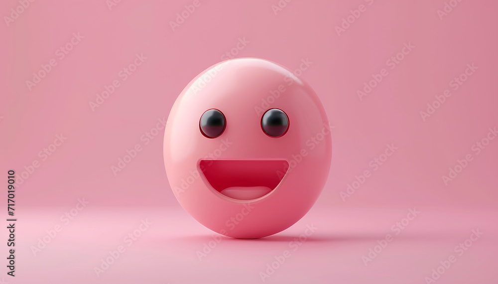 Fototapeta premium Smile icon isolated on pink background. Happy positive symbol. Cute social media emotion sign. Smiley illustration sign. Banner. Copy space