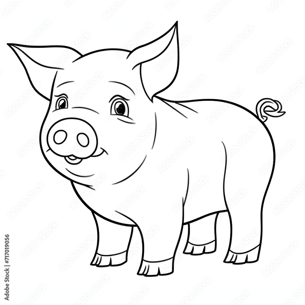 Fototapeta premium Beautiful Pig Coloring Page, Perfect For your Project and Creations, Ai Generative
