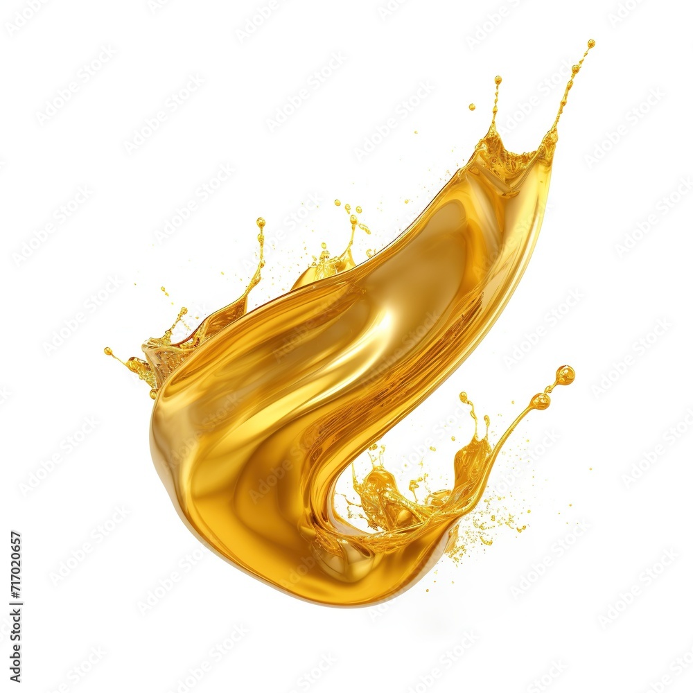 Fototapeta premium Golden colour plastic paint splash isolated on a white background