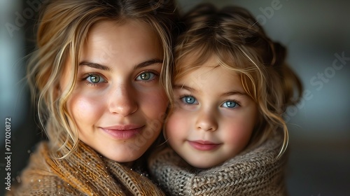 Mother with little daughter. AI generate illustration