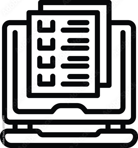 Computer book publication icon outline vector. Open publish. Shop cover