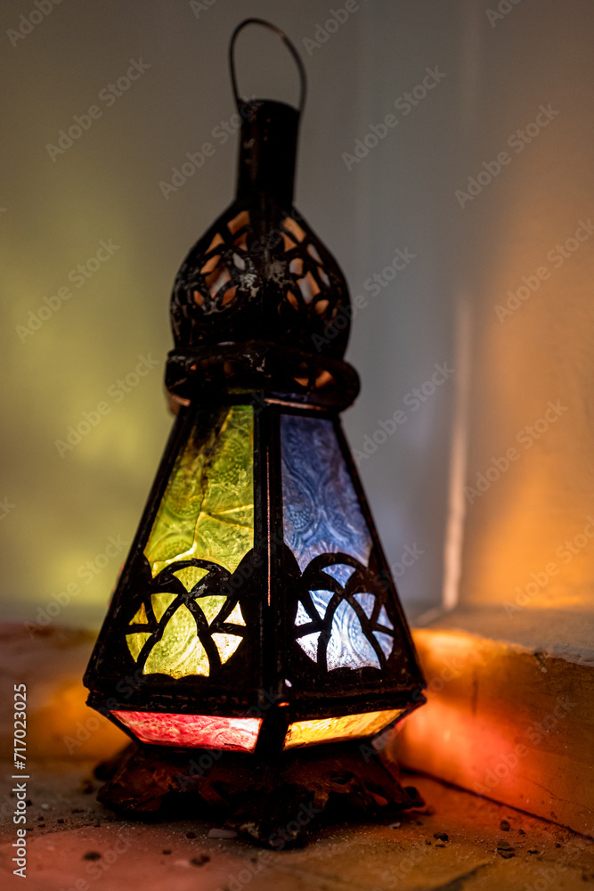 old coloured lantern in the night