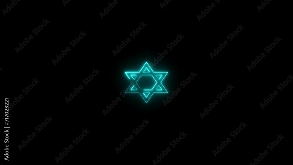 Abstract cyan color neon light star icon background animation video. Abstract cyan color neon light star icon background animation video.