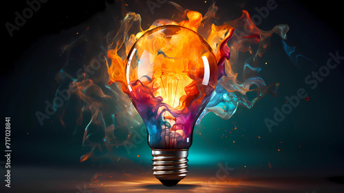  creative light bulb exploding with colorful paint is a powerful symbol of innovation photo