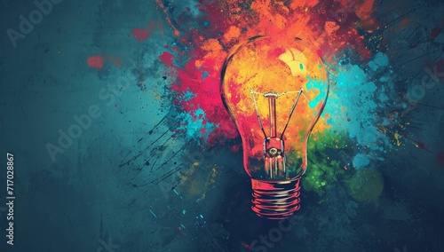 colorfully paint sketch of light bulb Generative AI