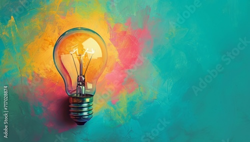 a light bulb illustration on a turquoise background Generative AI