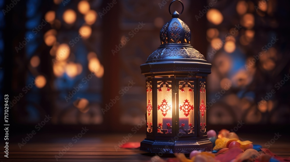 Ramadan Kareem celebration background illustration with arabic lanterns and moon Ramadan Kareem celebration background illustration with arabic lanterns and moon