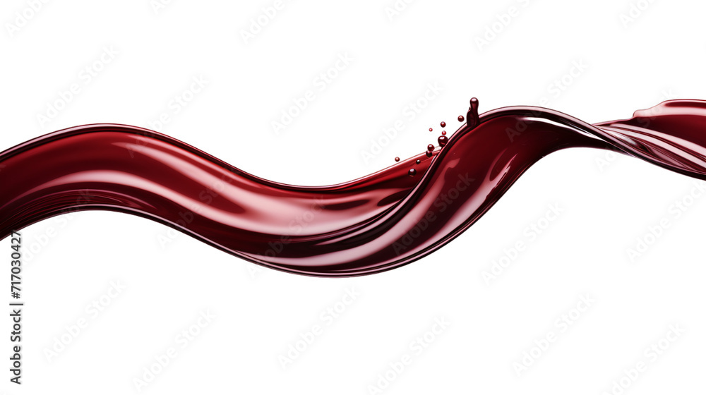 Red wine flows in a curved shape with swirls isolated background Red wine flows in a curved shape with swirls isolated background