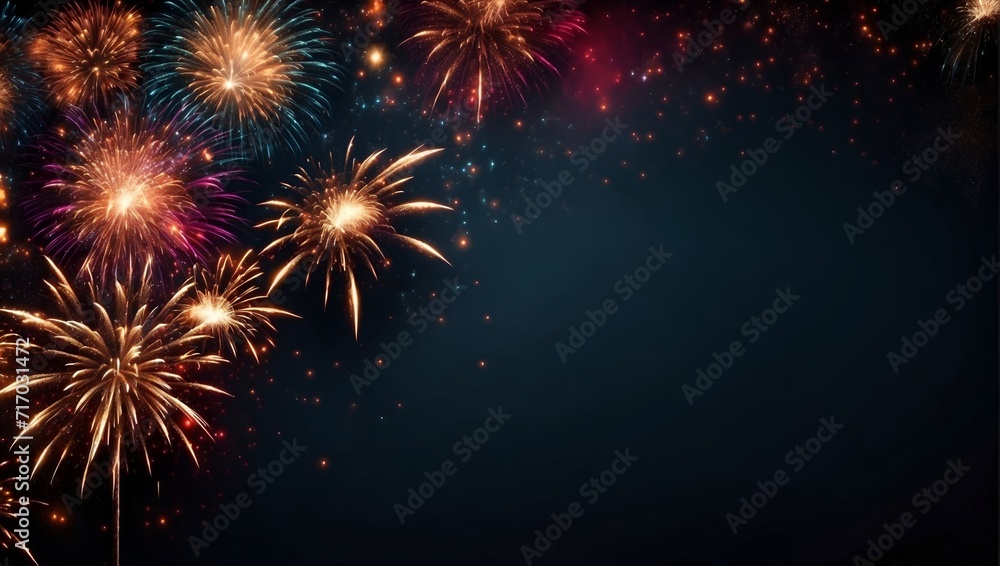 Obraz premium background abstract colorful fireworks in black background for design. with copy space.