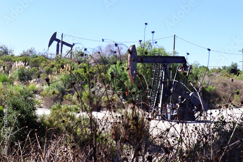 The Inglewood Oil Field pumpjack located in the Baldwin Hills, Los Angeles, California
