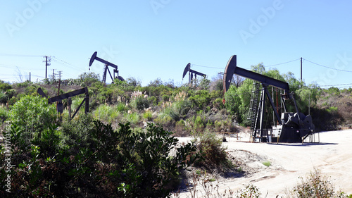 The Inglewood Oil Field pumpjack located in the Baldwin Hills, Los Angeles, California