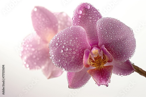 Close-up Pink Orchid with Water Droplets