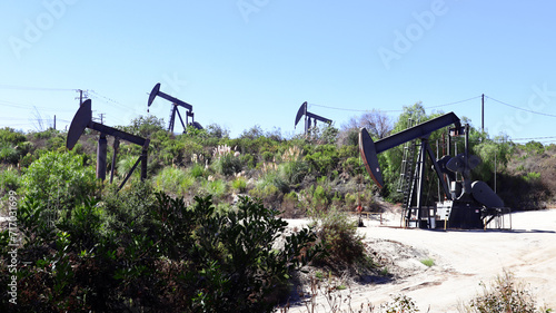 The Inglewood Oil Field pumpjack located in the Baldwin Hills, Los Angeles, California