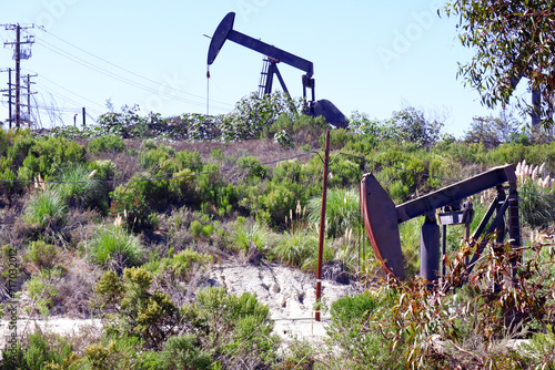 The Inglewood Oil Field pumpjack located in the Baldwin Hills, Los Angeles, California
