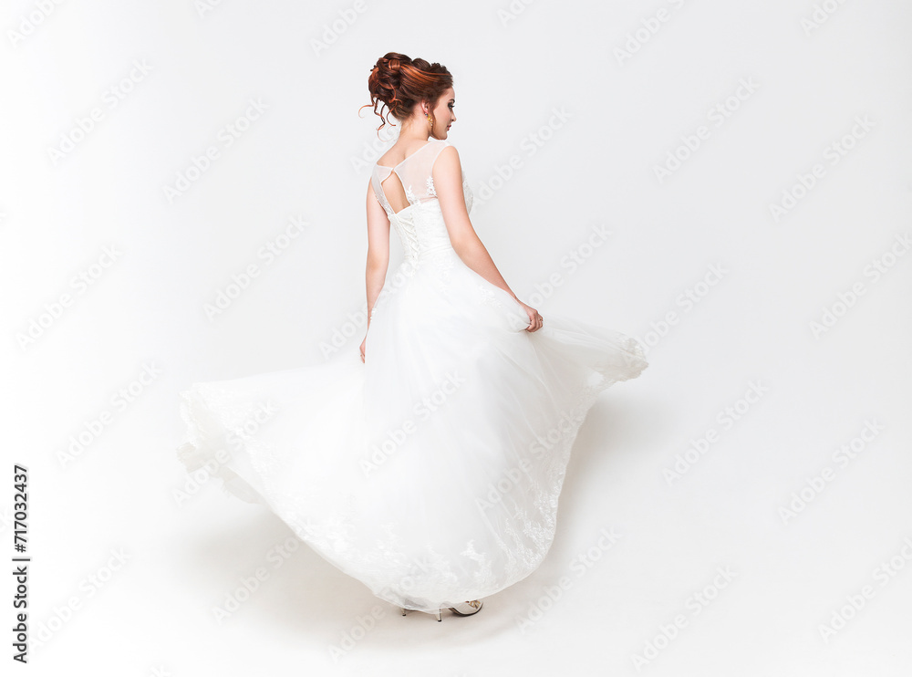 Young pretty caucasian bride in wedding dress Young pretty caucasian bride in wedding dress