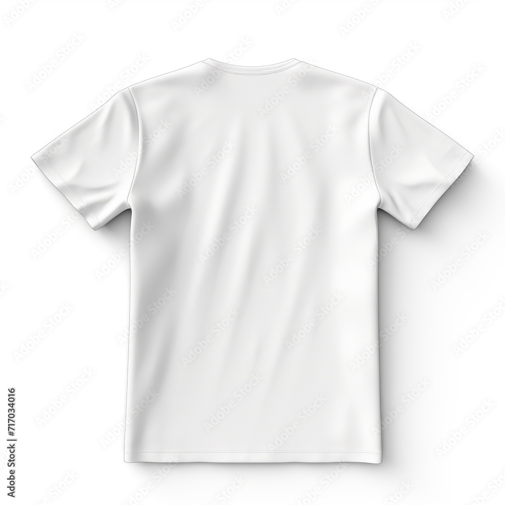 White colour round neck t-shirt, back view isolated on a white background White colour round neck t-shirt, back view isolated on a white background