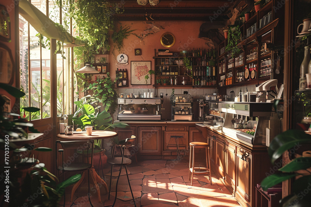 Cozy warm italian cafe