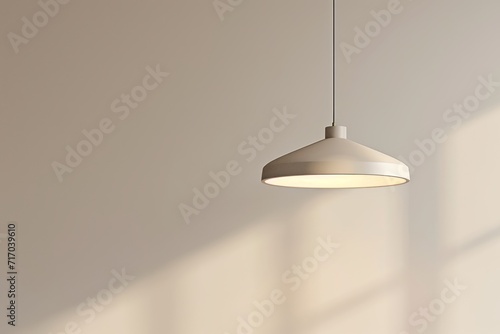 A simple, elegant pendant light hanging against a plain, neutral-colored background