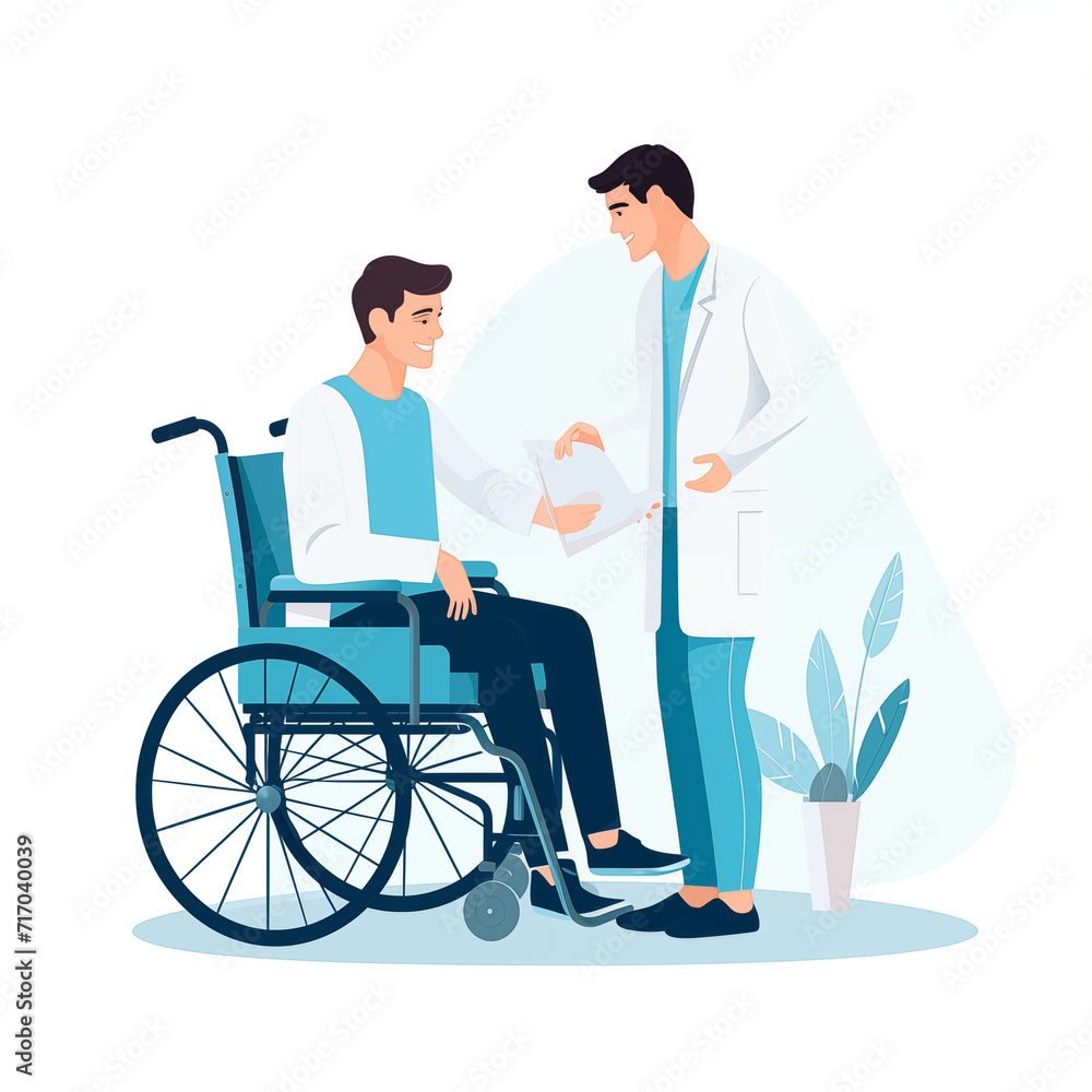 Illustration flat design set of Doctor and patient, concept of health. Illustration flat design set of Doctor and patient, concept of health.