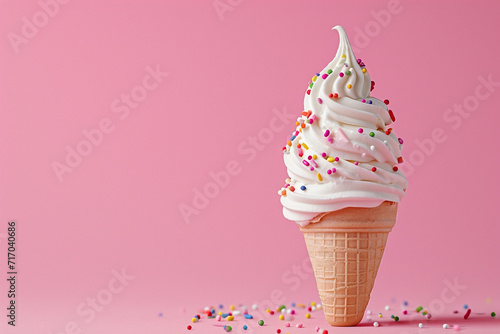 Italian ice cream gelato on a pink background  photo