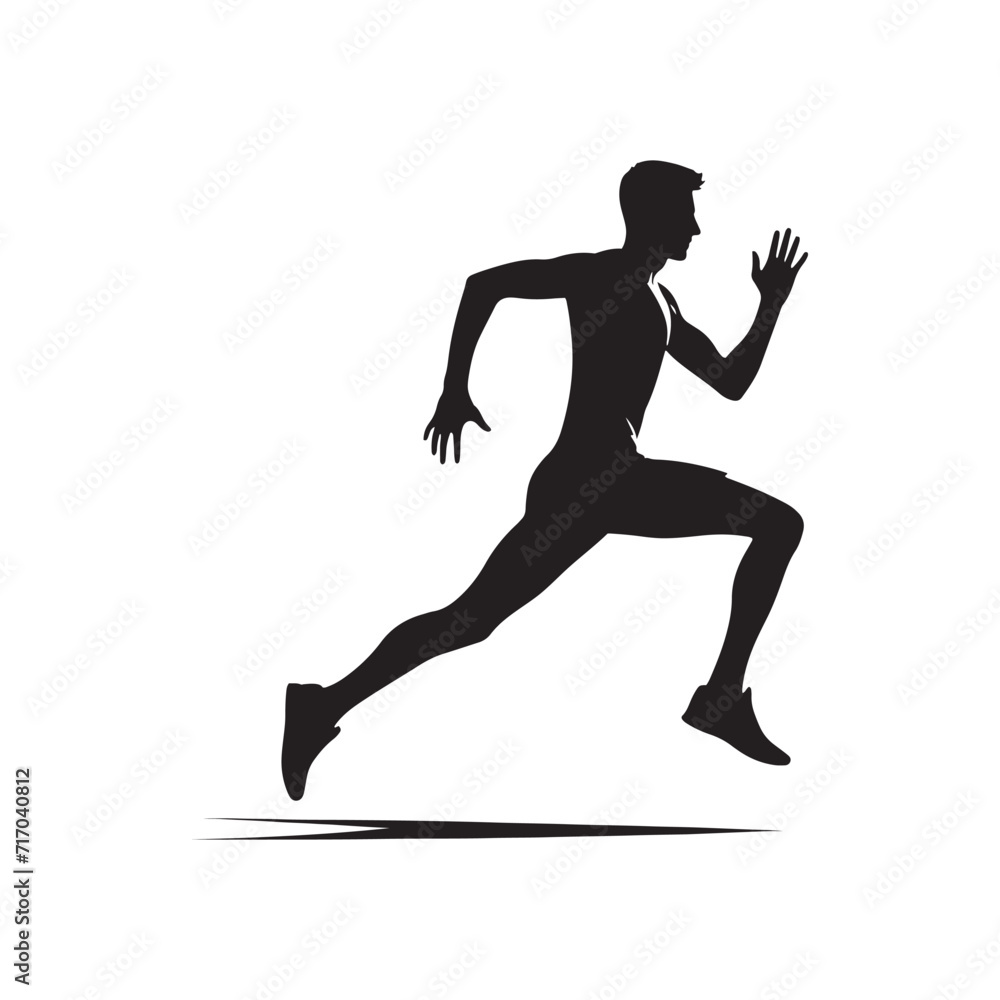 Pacing Through Shadows: A Symphony of Running Person Silhouettes Conveying the Steady Pace of Dedicated Runners - Running Person Illustration - Running Vector - Running Silhouette
