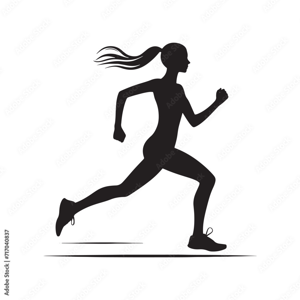 Stride into Serenity: Running Person Silhouettes Emanating a Sense of Tranquility Amidst Active Pursuits - Running Person Illustration - Running Vector - Running Silhouette
