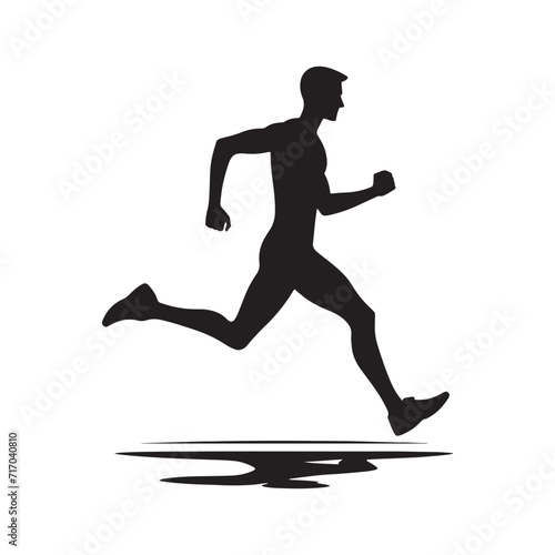Dynamic Dash: Running Person Silhouette Set Illustrating the Dynamic and Spirited Movement of Runners - Running Illustration - Running Person Vector
