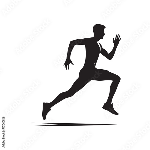 Pacing Through Shadows: A Symphony of Running Person Silhouettes Conveying the Steady Pace of Dedicated Runners - Running Person Illustration - Running Vector - Running Silhouette 