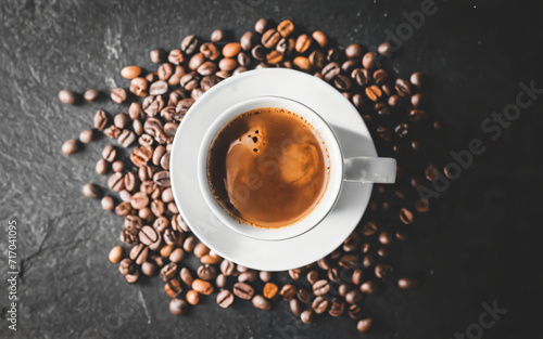 Espresso Elegance: A Top View Coffee Delight