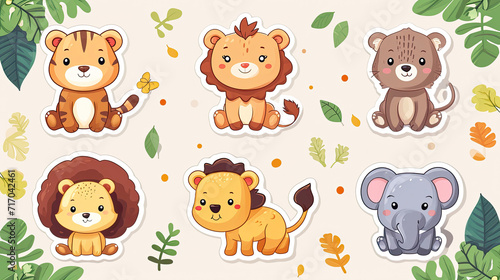 Cartoon Jungle Animal Stickers