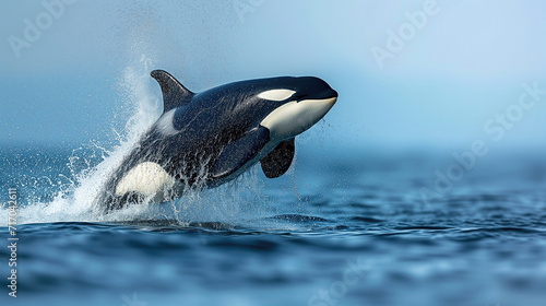 Orca Whale Leaping from Ocean