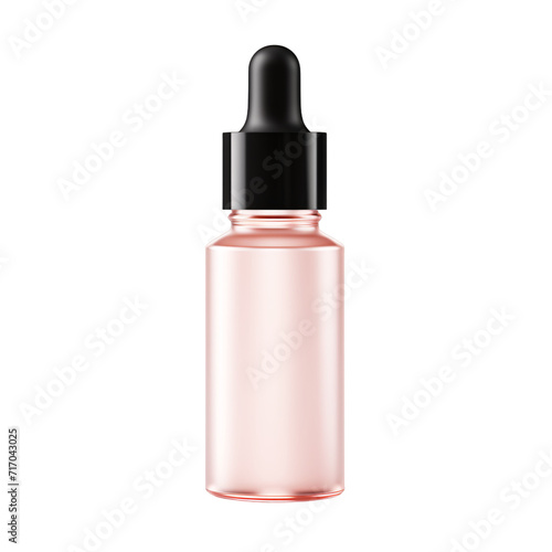 Rose gold 1oz dropper bottle with black dropper lid on an isolated background photo