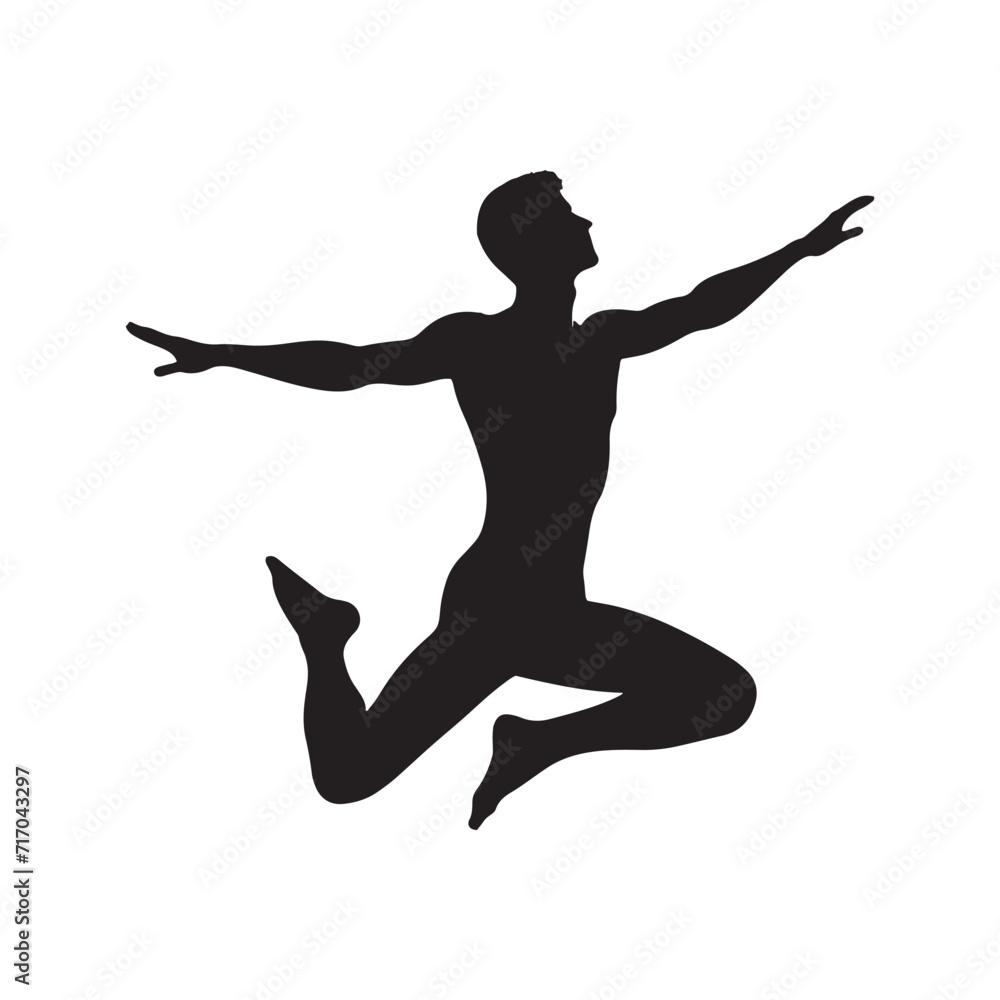 Boundless Energy: Jumping Person Silhouette Series Capturing the Dynamic Spirit of Exuberance - Jumping Illustration - Jumping Person Vector

