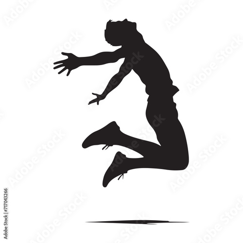 Radiant Levity: Jumping Person Silhouettes Embracing the Radiance of Elevated Spirits - Jumping Illustration - Jumping Person Vector
