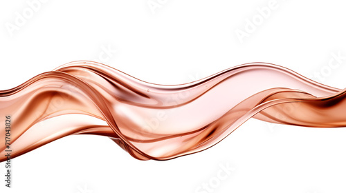 Rose gold smoke motion in a curved shape on an isolated background
