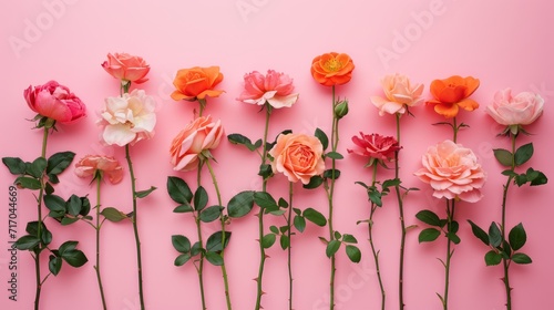 Composition of various roses. Floral background. For cards and banners