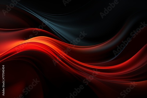 Abstract red and black gradient wavy shapes background, vibrant 3d render wallpaper